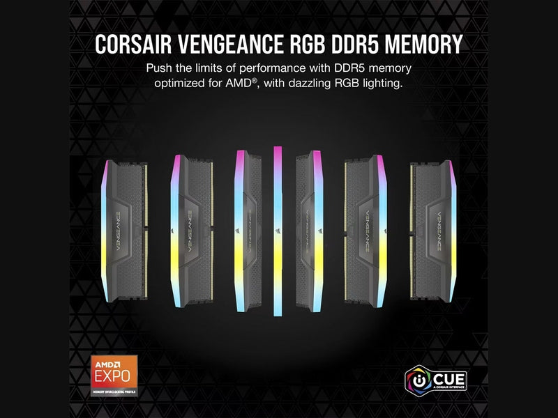 Corsair Vengeance RGB 64GB 2x32GB DDR5 5600MHz AMD EXPO & Intel XMP CL40 Desktop Memory CMH64GX5M2D5600Z40