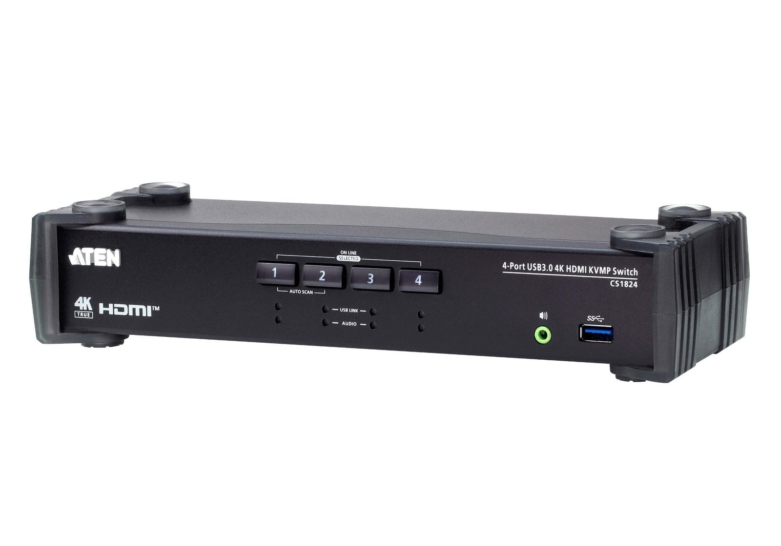 Aten Desktop KVMP Switch 4 Port Single Display 4k HDMI w/ audio mixer mode, Cables Included