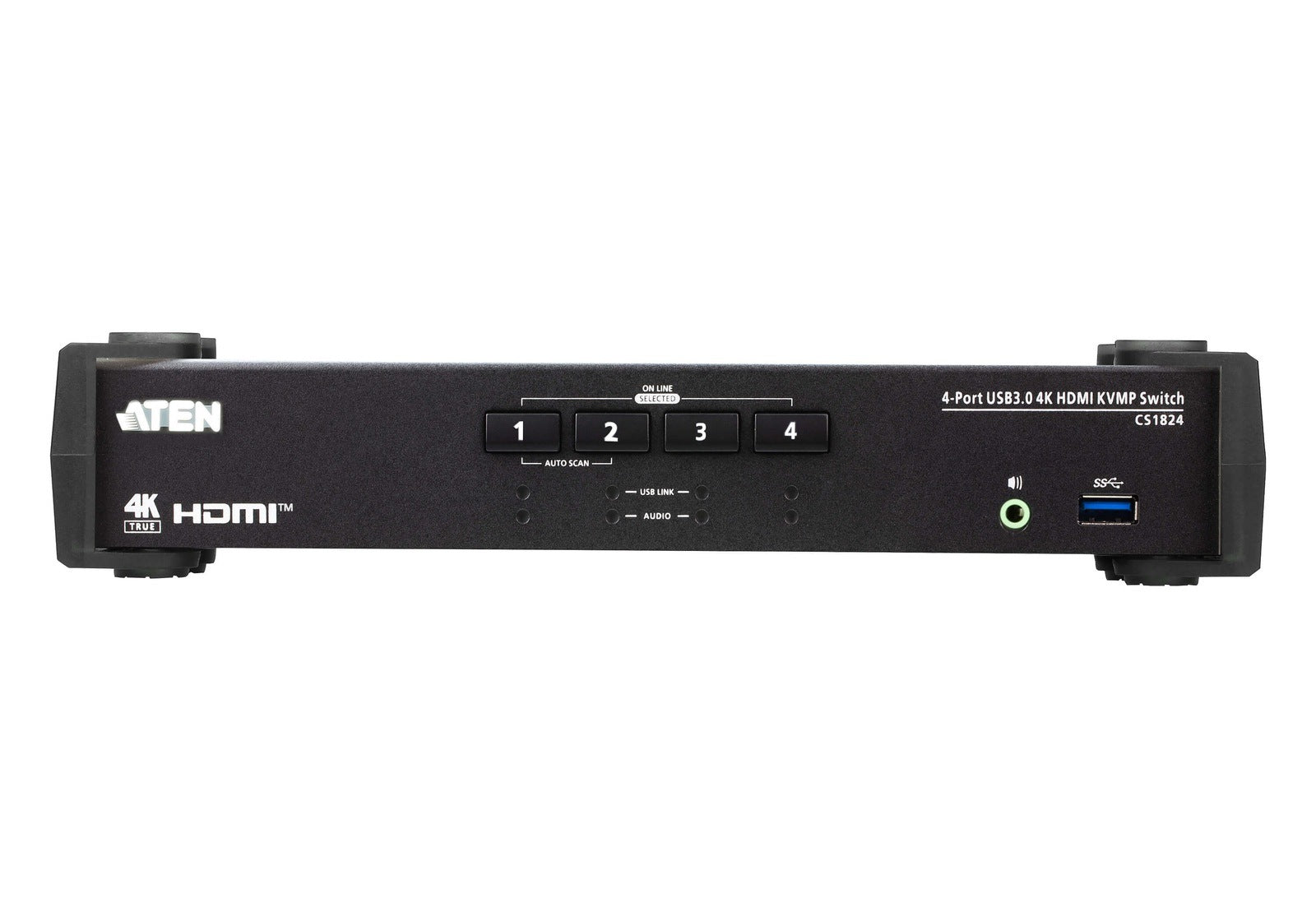 Aten Desktop KVMP Switch 4 Port Single Display 4k HDMI w/ audio mixer mode, Cables Included