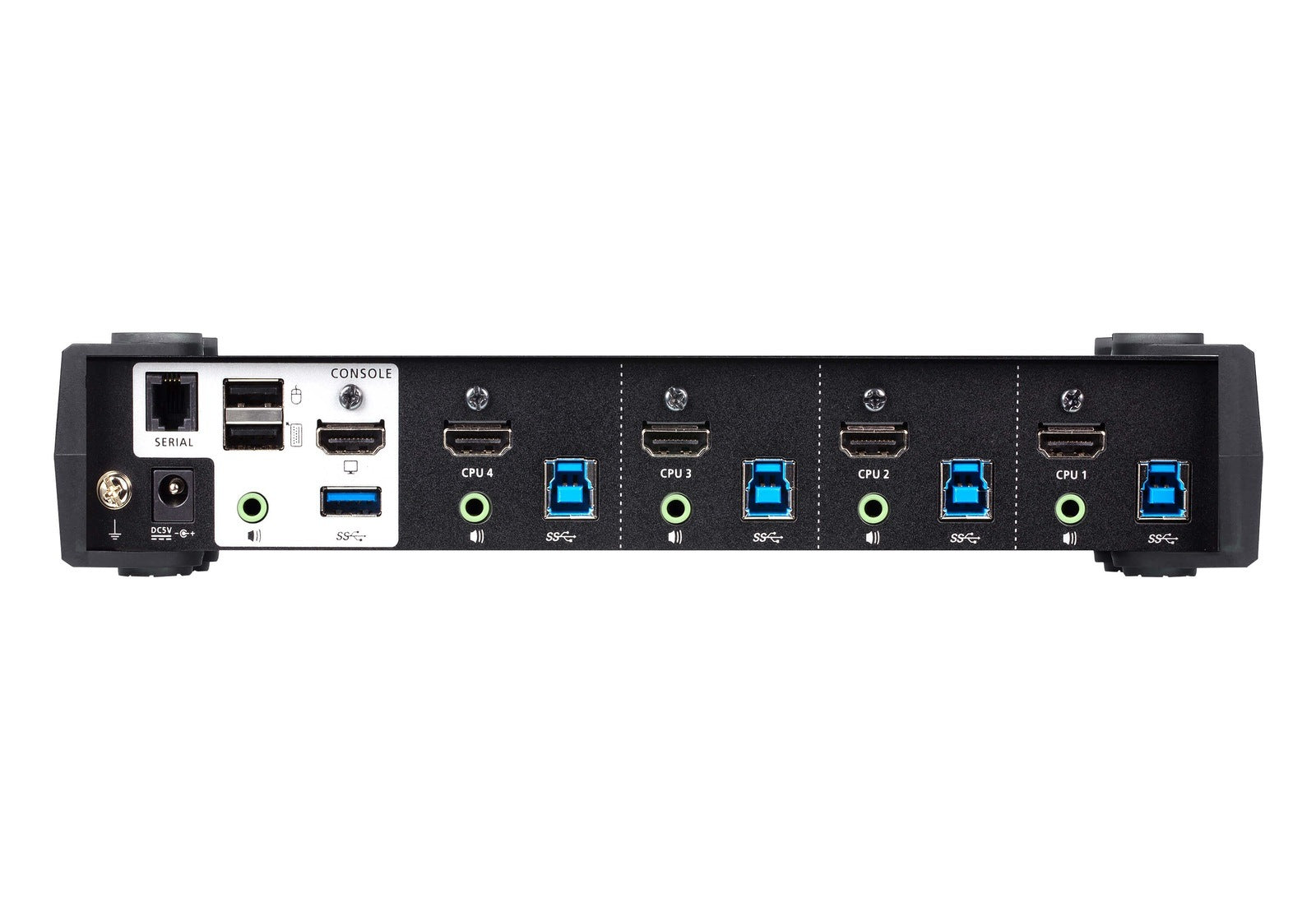 Aten Desktop KVMP Switch 4 Port Single Display 4k HDMI w/ audio mixer mode, Cables Included