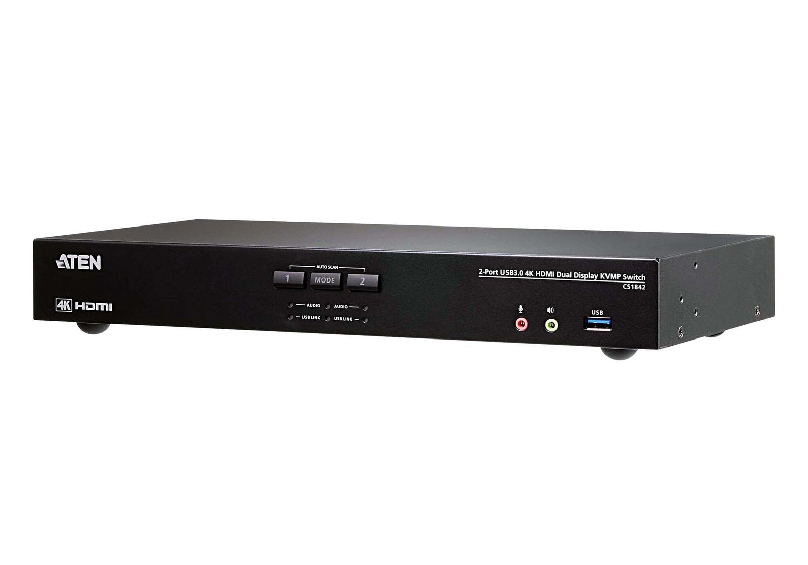 Aten Desktop KVMP Switch 2 Port Dual Display 4k HDMI w/ audio, Cables Included, 2x USB Port