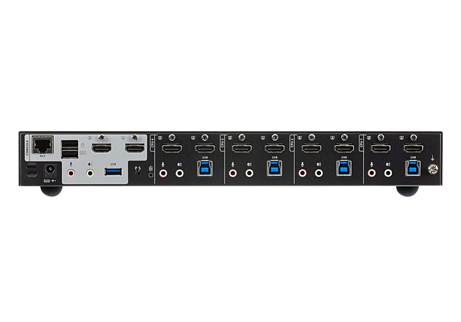 Aten Desktop KVMP Switch 4 Port Dual Display 4k HDMI w/ audio, Cables Included, 2x USB Port