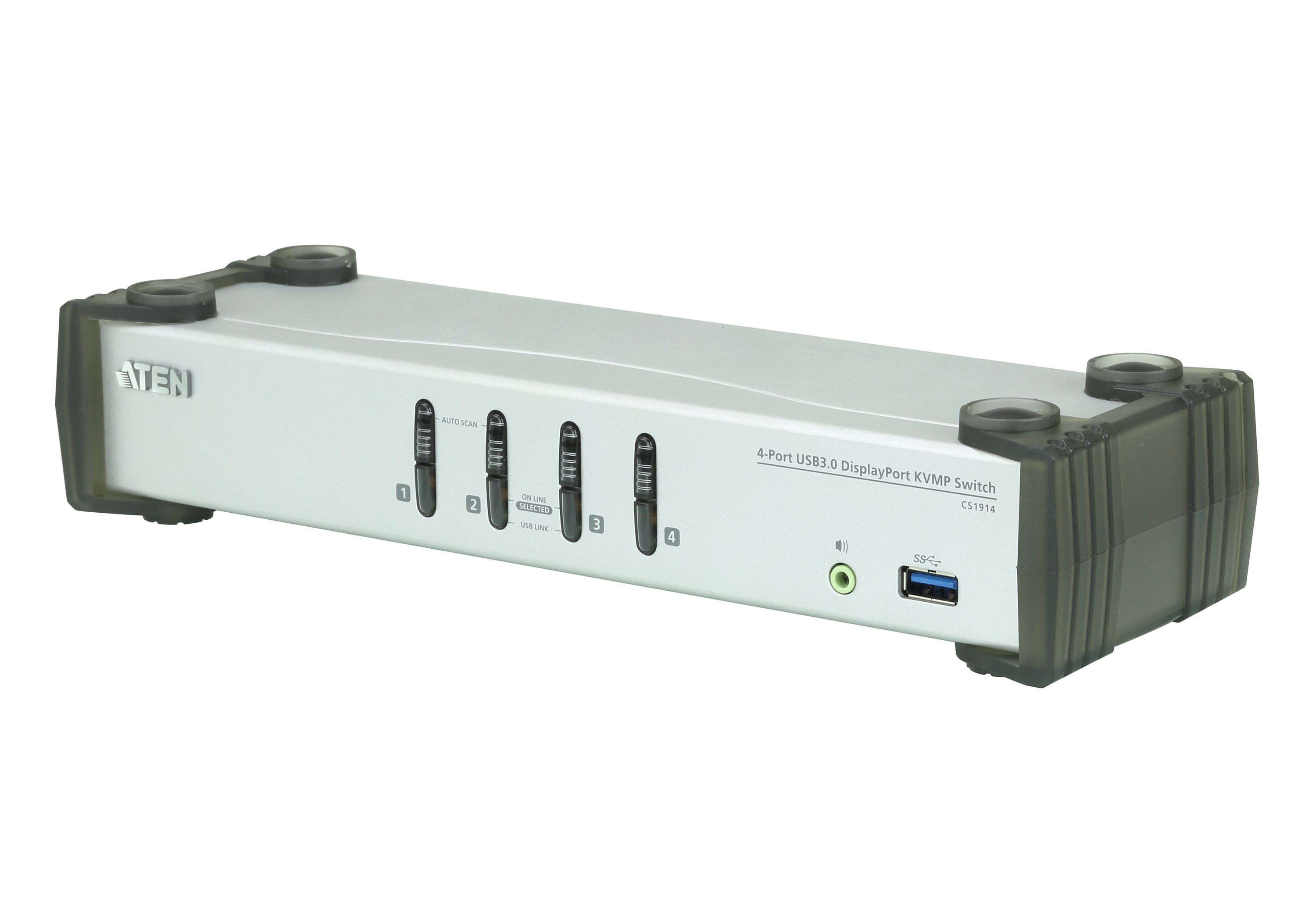 Aten Desktop KVMP Switch 4 Port Single Display DisplayPort w/ audio, Cables Included, 2x USB Port