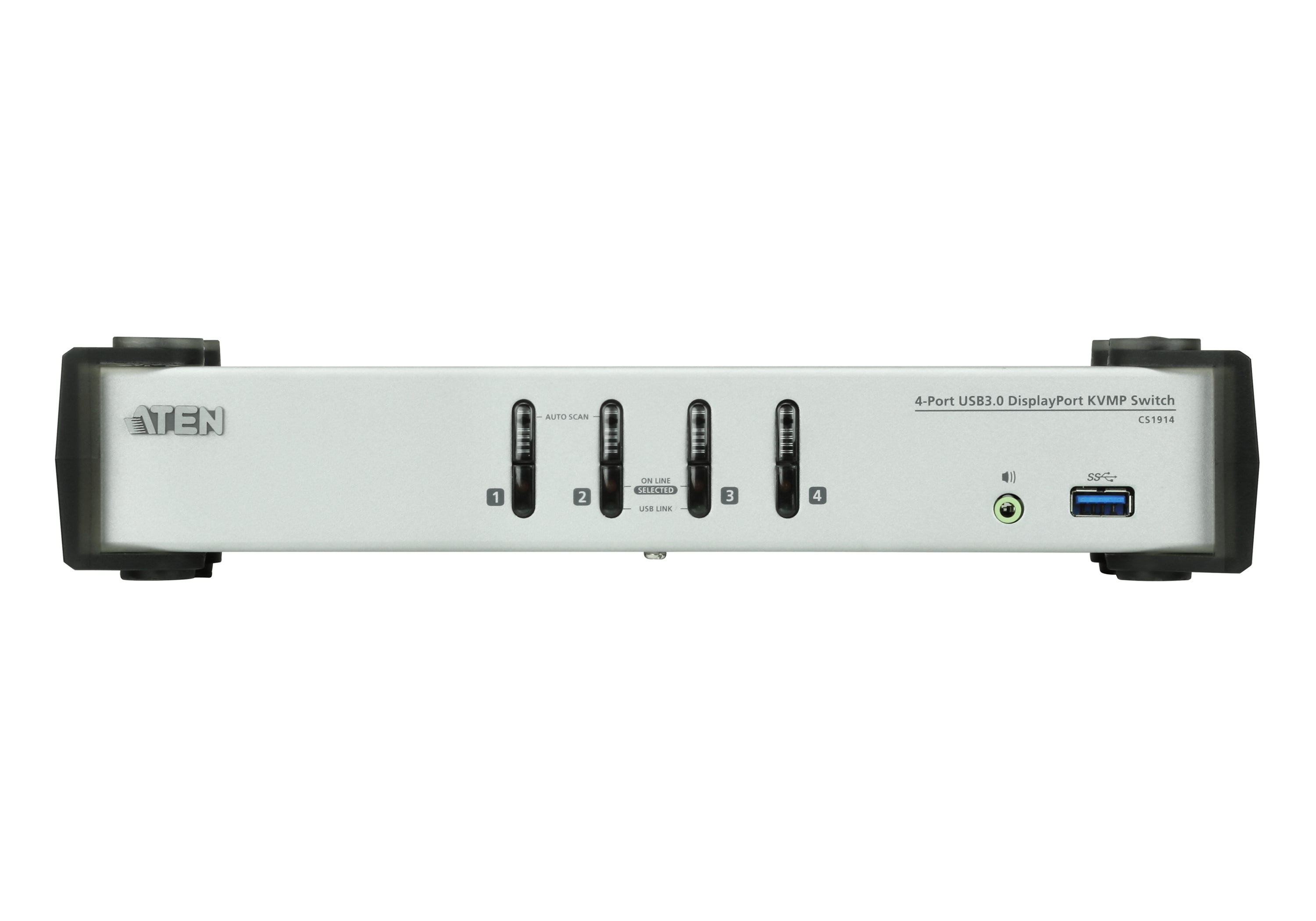 Aten Desktop KVMP Switch 4 Port Single Display DisplayPort w/ audio, Cables Included, 2x USB Port