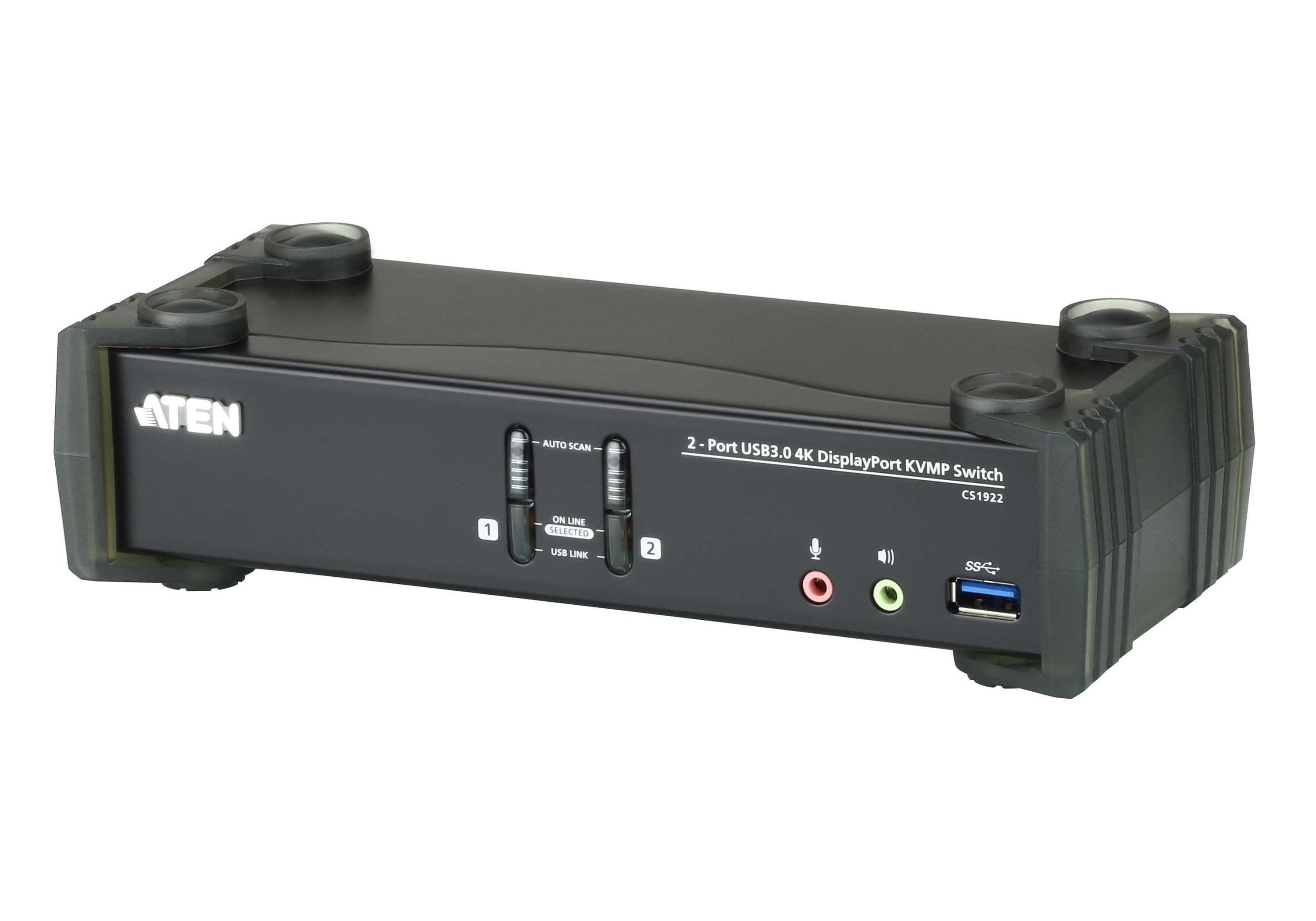 Aten Desktop KVMP Switch 2 Port Single Display 4k DisplayPort w/ audio, Cables Included, 2x USB Port