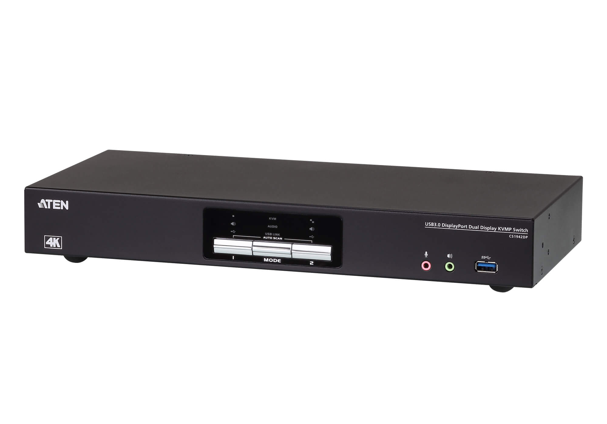 Aten Desktop KVMP Switch 2 Port Dual Display 4k DisplayPort w/ audio, Cables Included, 2x USB Port