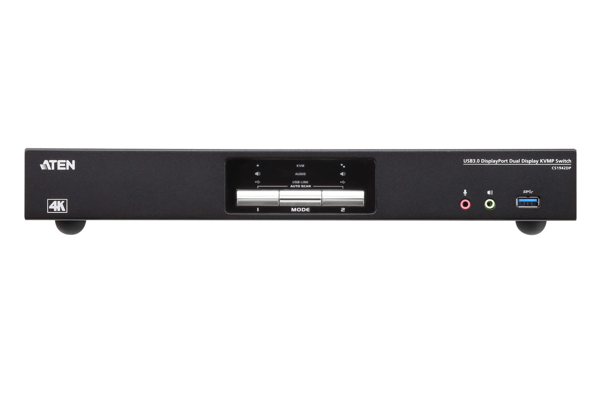 Aten Desktop KVMP Switch 2 Port Dual Display 4k DisplayPort w/ audio, Cables Included, 2x USB Port
