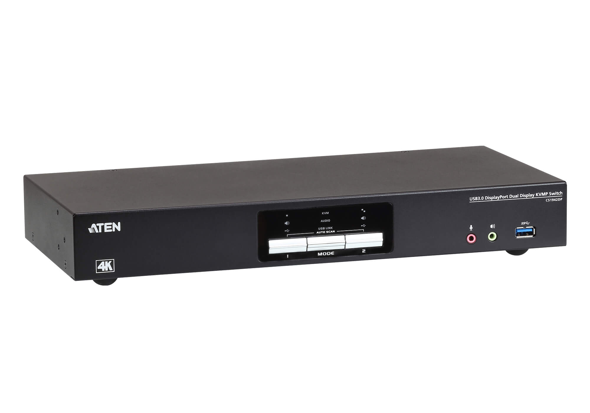 Aten Desktop KVMP Switch 2 Port Dual Display 4k DisplayPort w/ audio, Cables Included, 2x USB Port