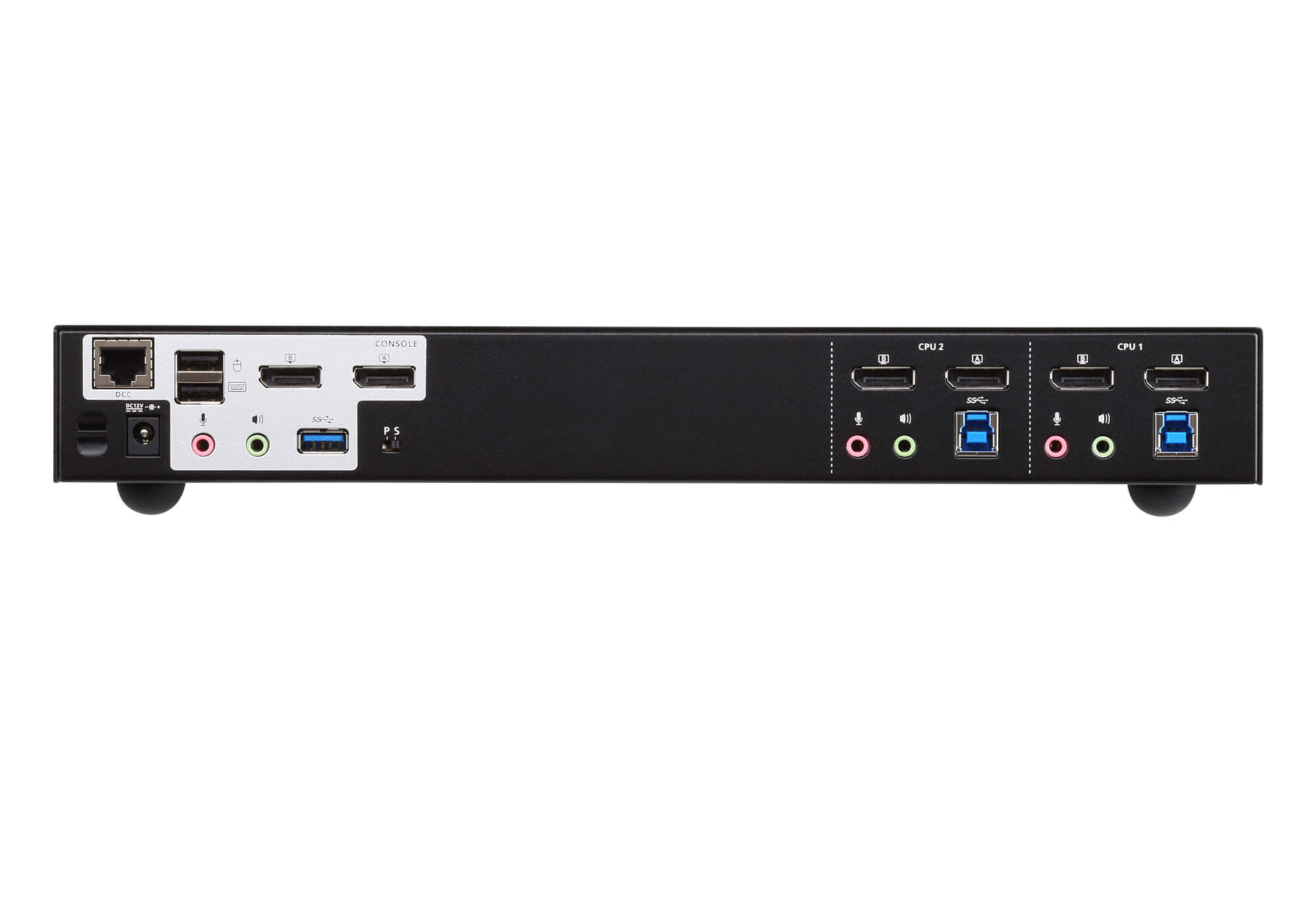 Aten Desktop KVMP Switch 2 Port Dual Display 4k DisplayPort w/ audio, Cables Included, 2x USB Port