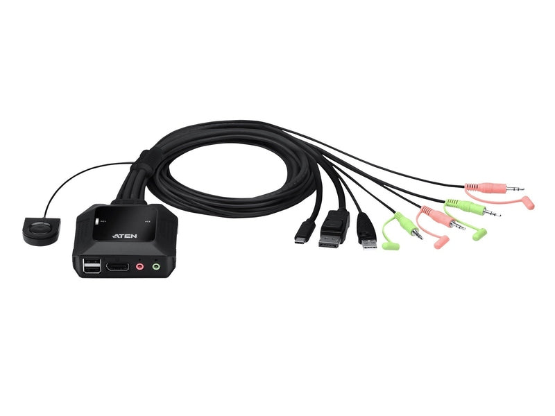 Aten 2-Port USB-C DisplayPort Hybrid Cable KVM Switch