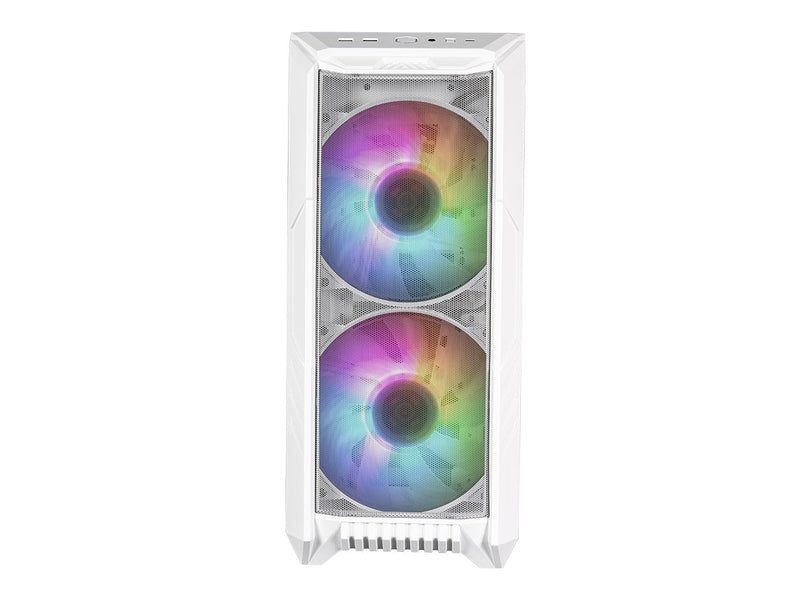 Cooler Master MasterCase HAF500 White, Mesh Front Panel, Dual 200mm ARGB Fans, Rotatable GPU Fan