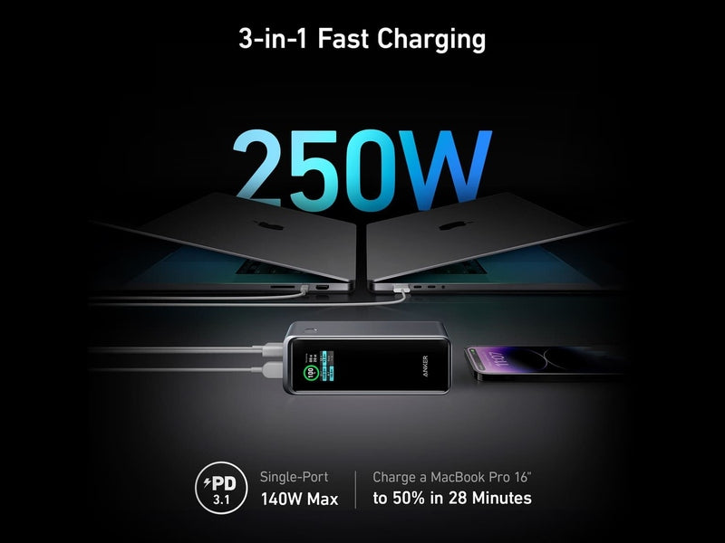 Anker Prime 27K 250W 3-Port 250W Portable Charger A1340011