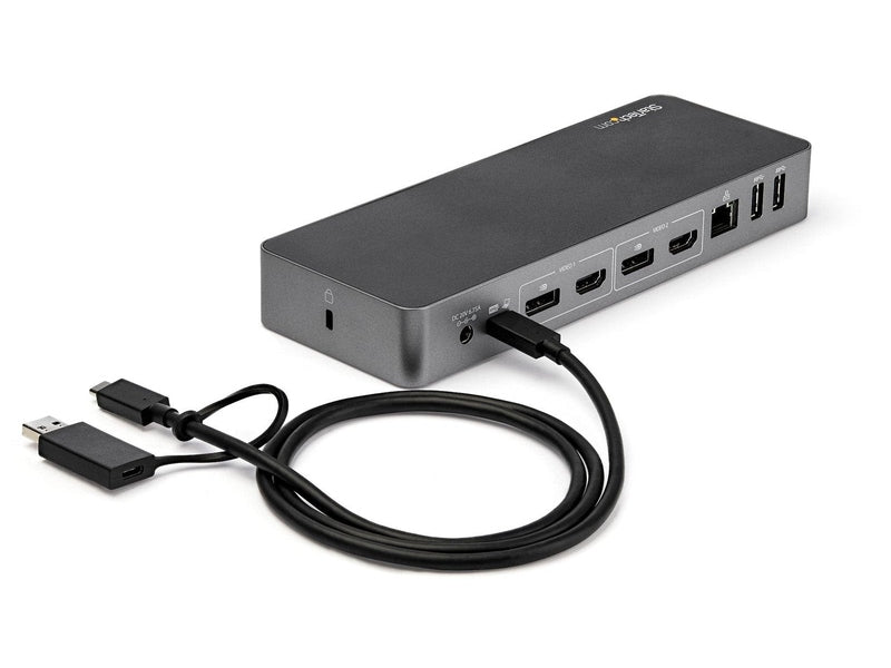 StarTech USB-C USB-A Hybrid 4K Dock, Dual Display, DP 2 , HDMI 2 , USB 3 , 60W, 3Yr