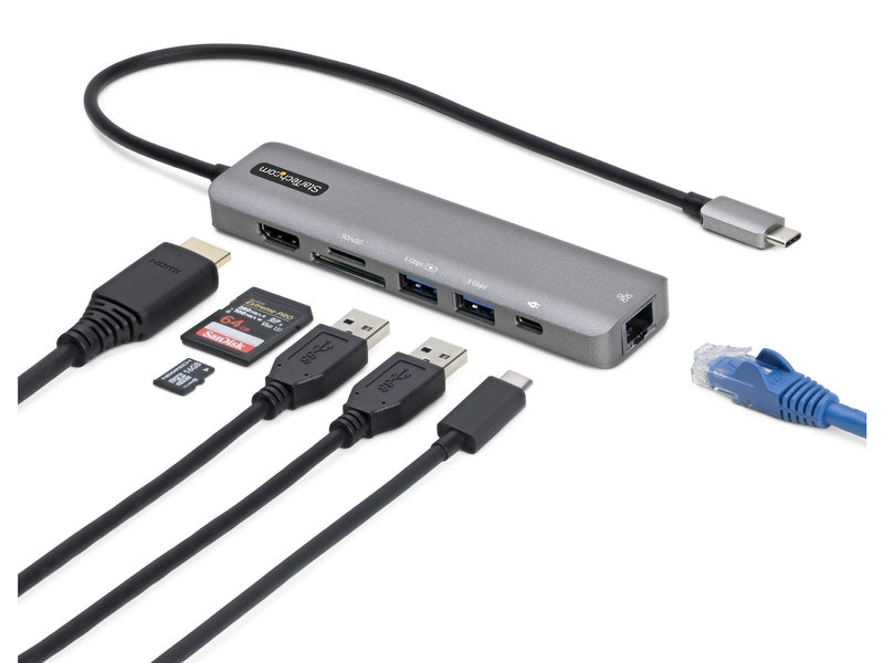 StarTech USB-C Multiport Adapter - HDMI, GbE, SD, Micro SD, USB-C, USB 2 , 88W, 3Yr