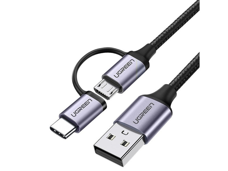UGREEN 30875 2-in-1 USB-A to Micro USB / USB-C Cable 1m