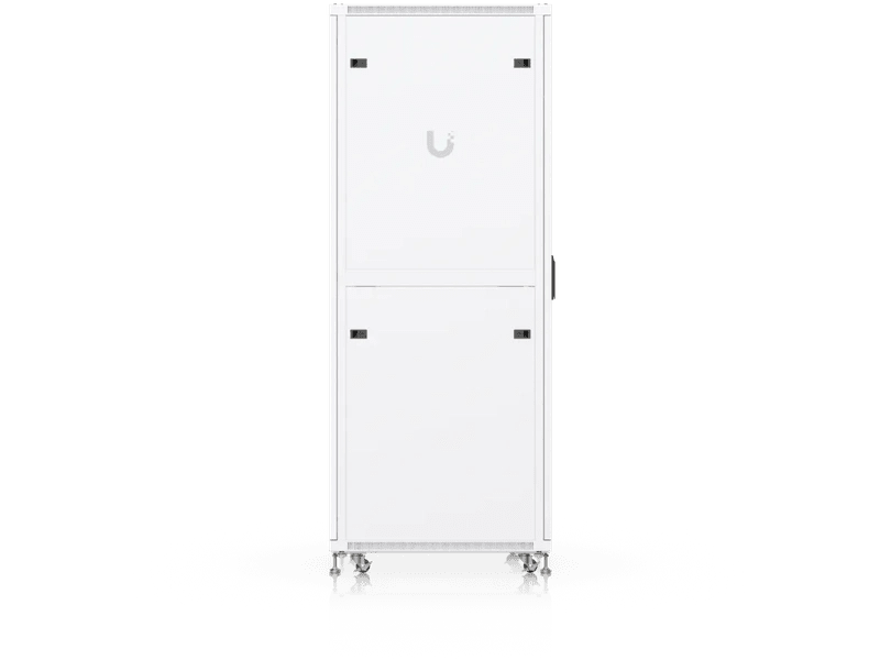 Ubiquiti 42U Rack Cabinet UACC-RACK-42U-800-G Fully assembled floor rack with built-in fans, removable panels, and lockable casters, engineered for optimal airflow, heavy-duty stability, and easy equipment access.