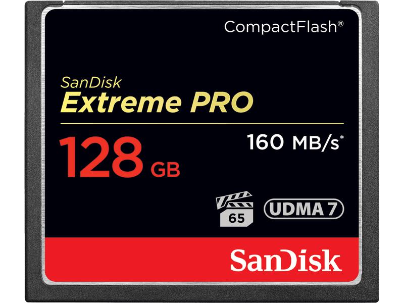 SanDisk Extreme Pro CompactFlash Memory Card 128GB,VPG65, UDMA 7, 160MB/s R, 150MB/s W