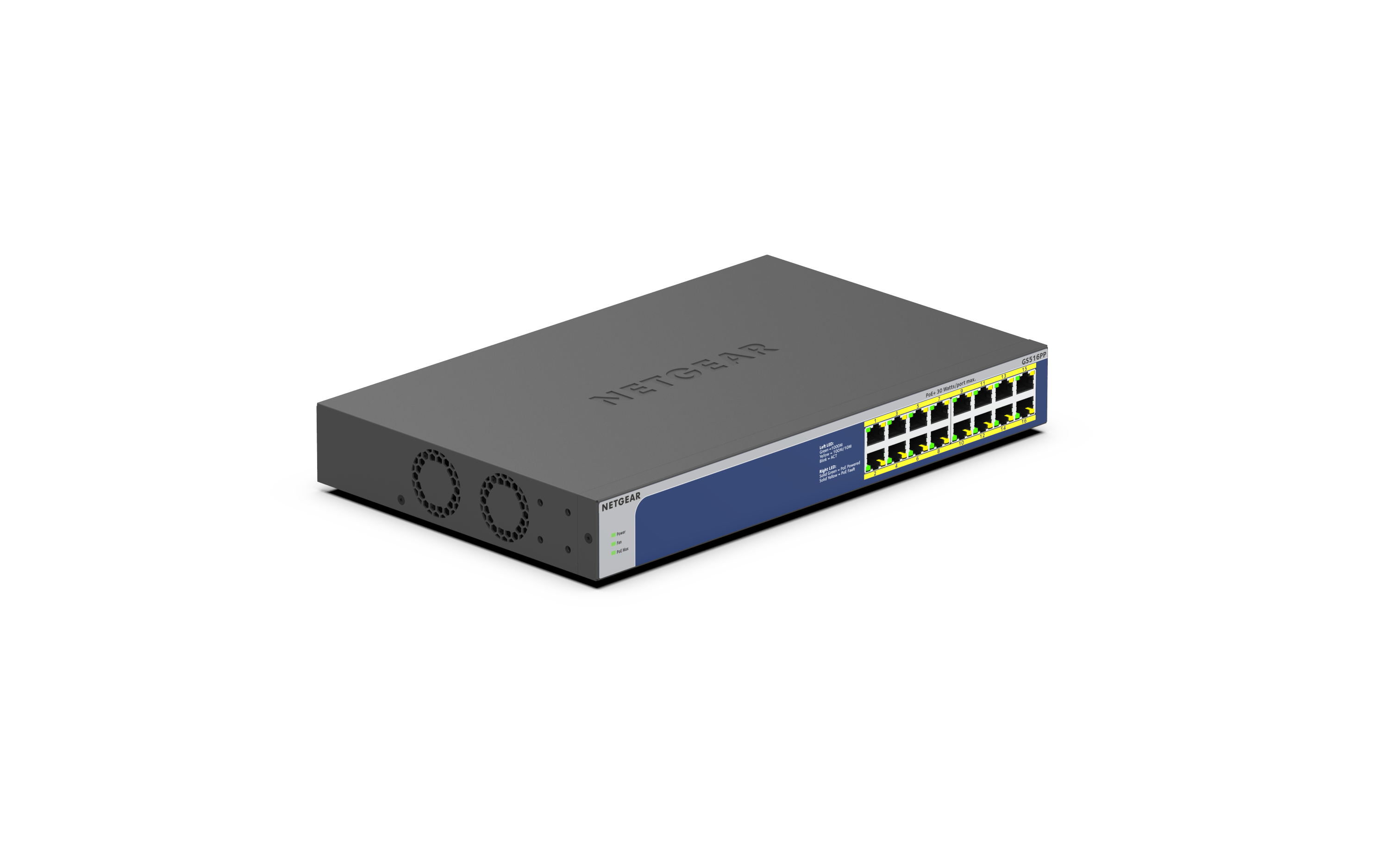 Netgear GS516PP 16-Port High-powered PoE+ Gigabit Unmanaged Switch with 260W