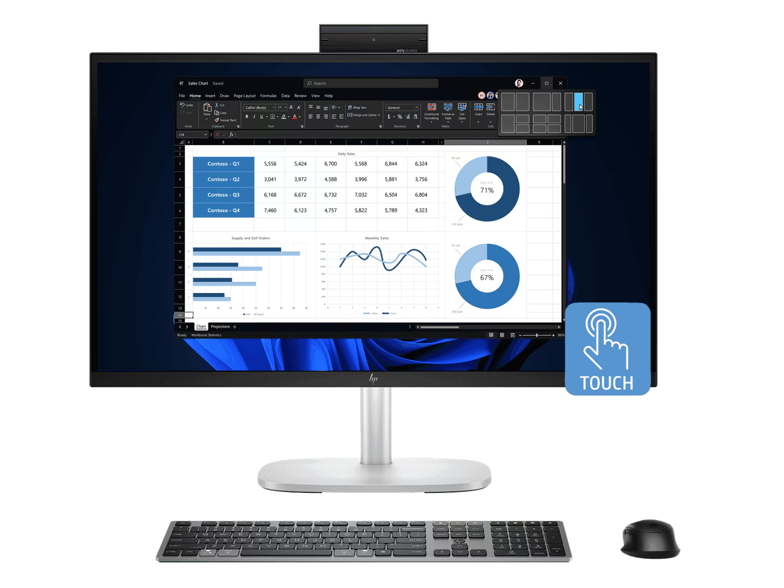 HP C0XD9PT EliteStudio 8 G1i 23.8 inch Desktop AI PC, TOUCH, Ultra 7-265, 16GB, 512GB SSD, WLAN, WIN 11 PRO, 3YR NBD ONSITE WTY