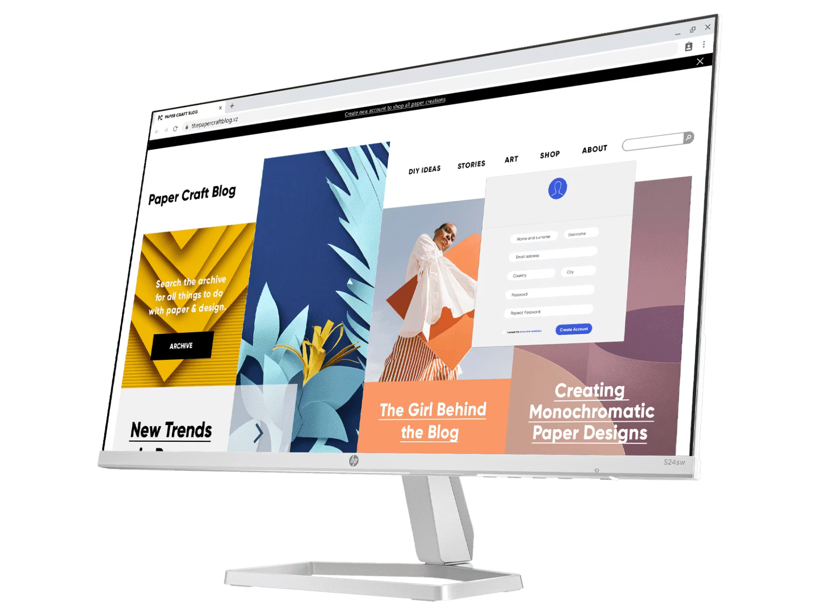 HP 94C22AA Series 5 23.8" FHD White Monitor - 524sw