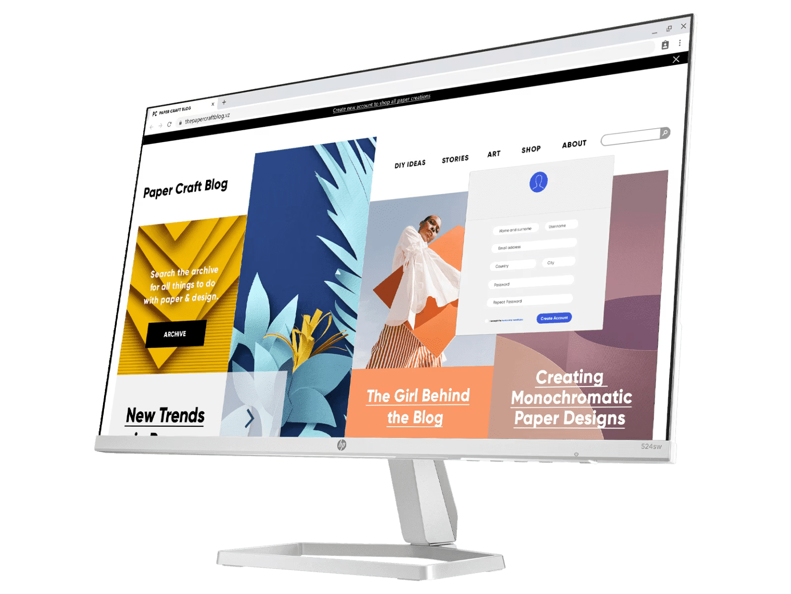 HP 94C22AA Series 5 23.8" FHD White Monitor - 524sw