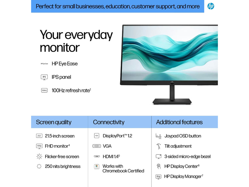 HP 9U5B0UT Series 3 Pro 21.5" FHD IPS Business Monitor - 322pf