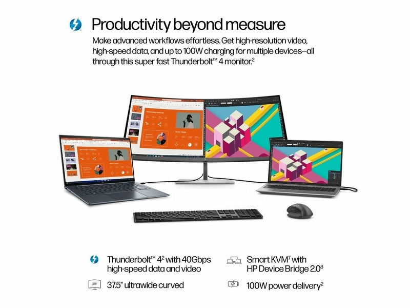 HP Series 7 Pro 37.5" Curved WQHD+ IPS Business Thunderbolt Monitor - 8K167AA