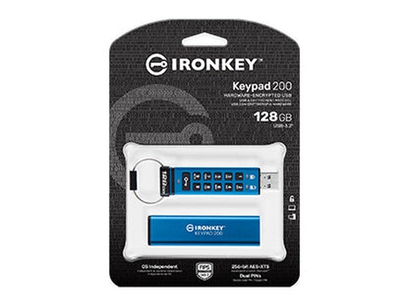 Kingston IronKey Keypad 200 128GB Encrypted USB Flash Drive