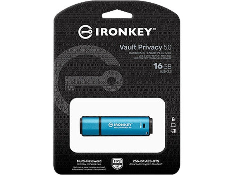 Kingston IronKey Vault 16GB Privacy 50 Encrypted USB Flash Drive