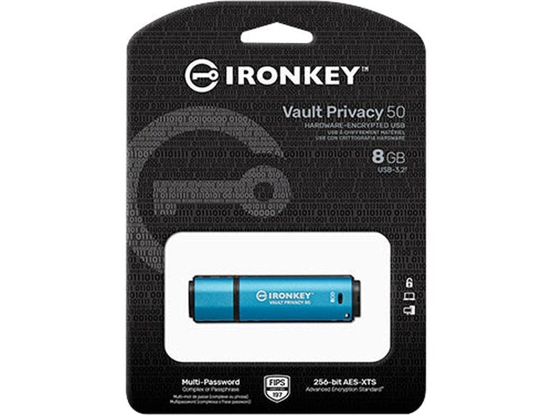 Kingston IronKey Vault 8GB Privacy 50 Encrypted USB Flash Drive