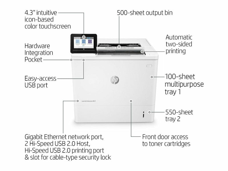 HP LaserJet Enterprise M611Dn Mono Single Function Printer 7PS84A