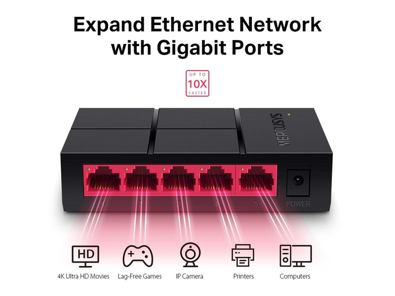 TP-Link MS105G Mercusys 5 Port 10/100/1000 Mbps Desktop Switch GbE 5