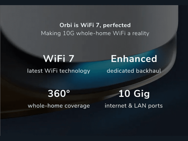 Netgear RBE972S-100APS Orbi BE27000 Quad-band Mesh WiFi 7 System 2 Pack