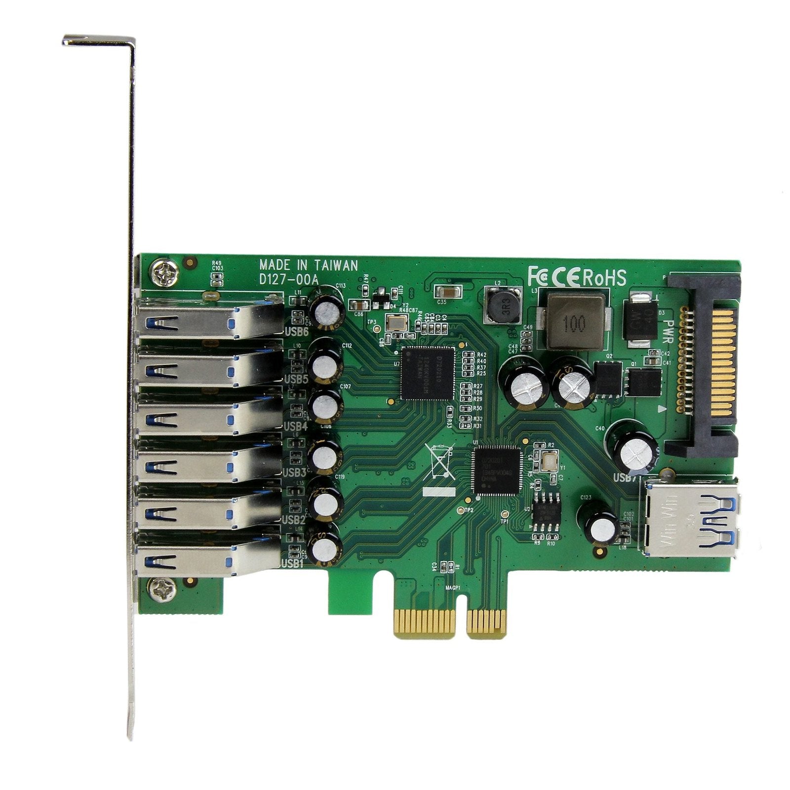 StarTech 7 Port PCIE USB 3.0 Card, Sata Power Required, UASP, 2Yr