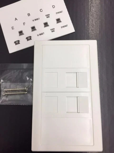 2x Faceplate Shuttered White 2 Port 2-279393-2 Copy