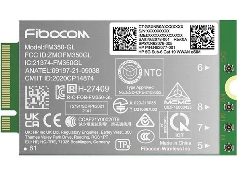 Fibocom Original FM350-GL HP WWAN 5G LTE GPS Cat19 eSim Module P/N: N62079-005