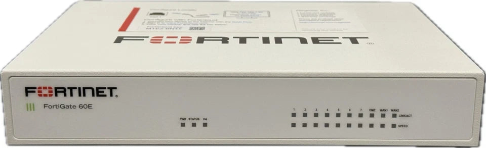 **Used/Refurbished** Fortinet FortiGate 60E 10 x GE RJ45 ports 7 x Internal Ports, 2 x WAN Ports, 1 x DMZ Ports