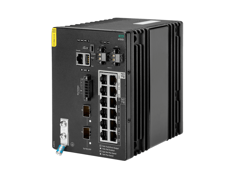 HPE Aruba Networking 4100I 12G CL4/6 POE 2SFP+ DIN Switch