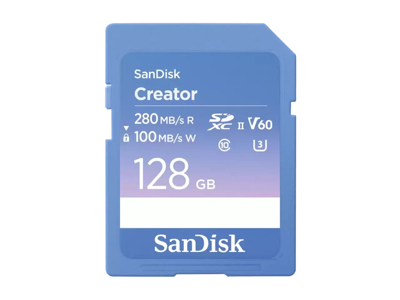 SanDisk Creator SD UHS-II Card 128G 280MB/s R / 150MB/s W Blue