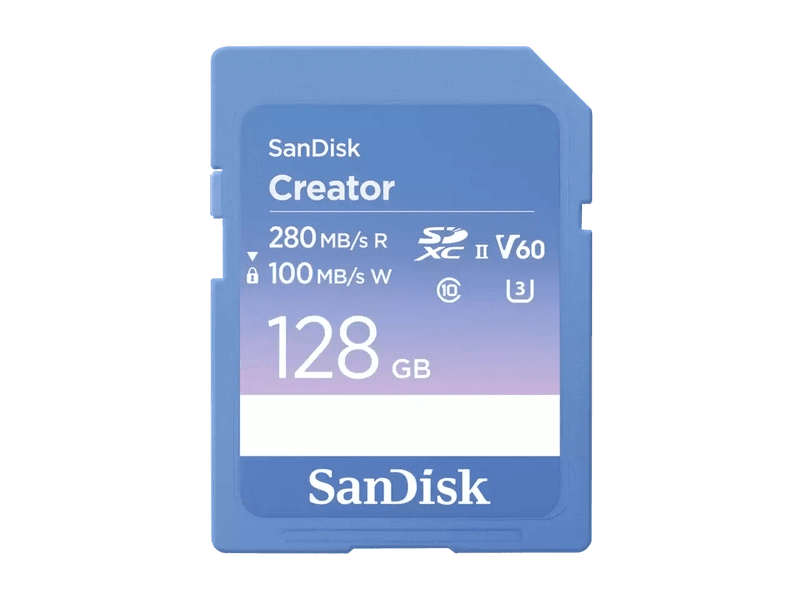 SanDisk Creator SD UHS-II Card 128G 280MB/s R / 150MB/s W Blue
