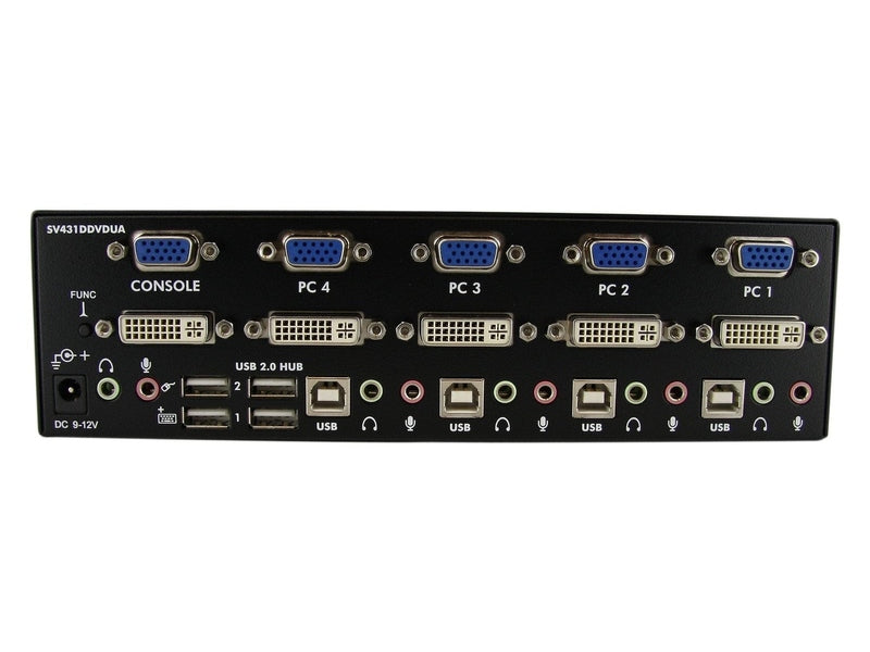 StarTech 4 Port KVM Switch, Dual Display, DVI 5 , VGA 5 , USBa/B 4 , Audio