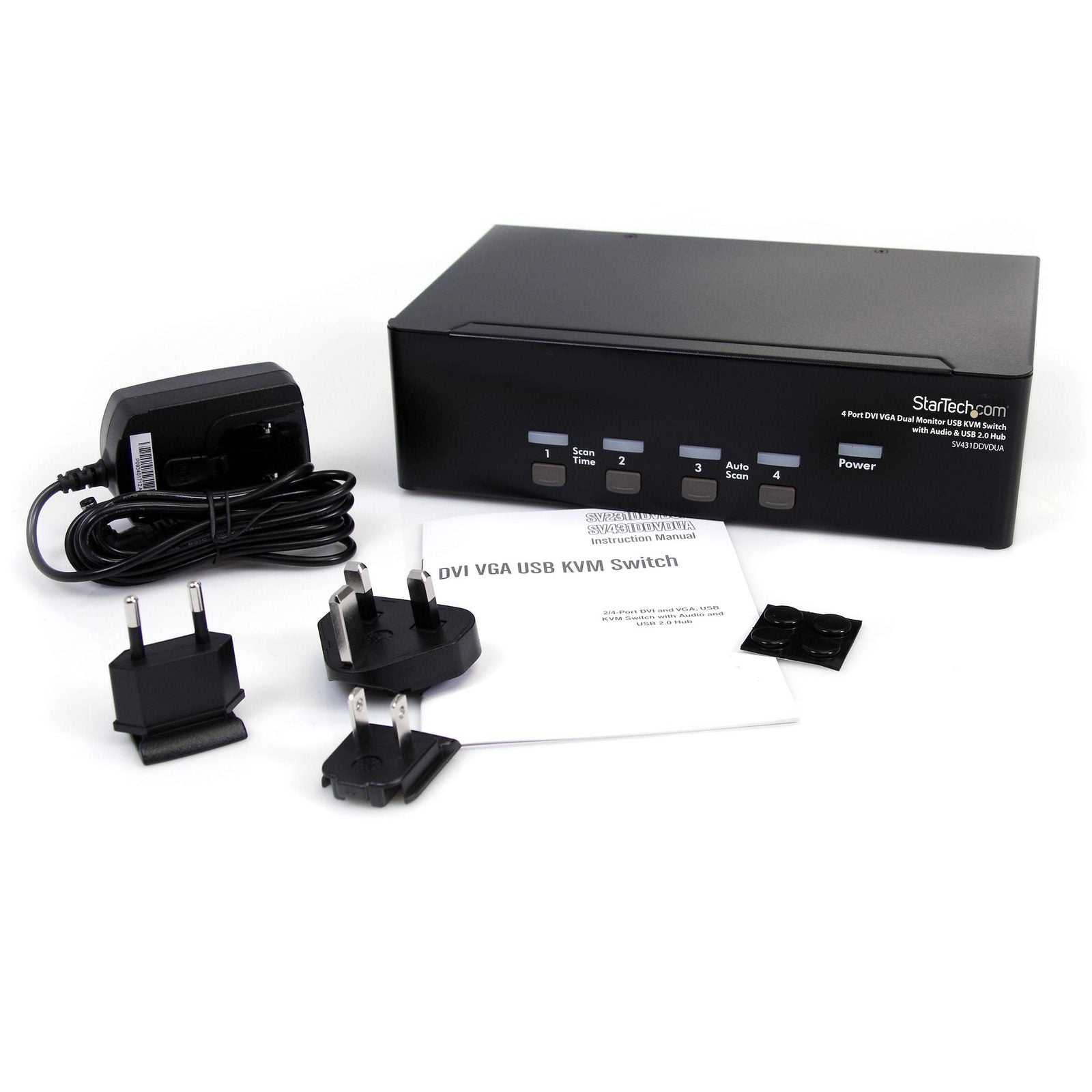 StarTech 4 Port KVM Switch, Dual Display, DVI 5 , VGA 5 , USBa/B 4 , Audio