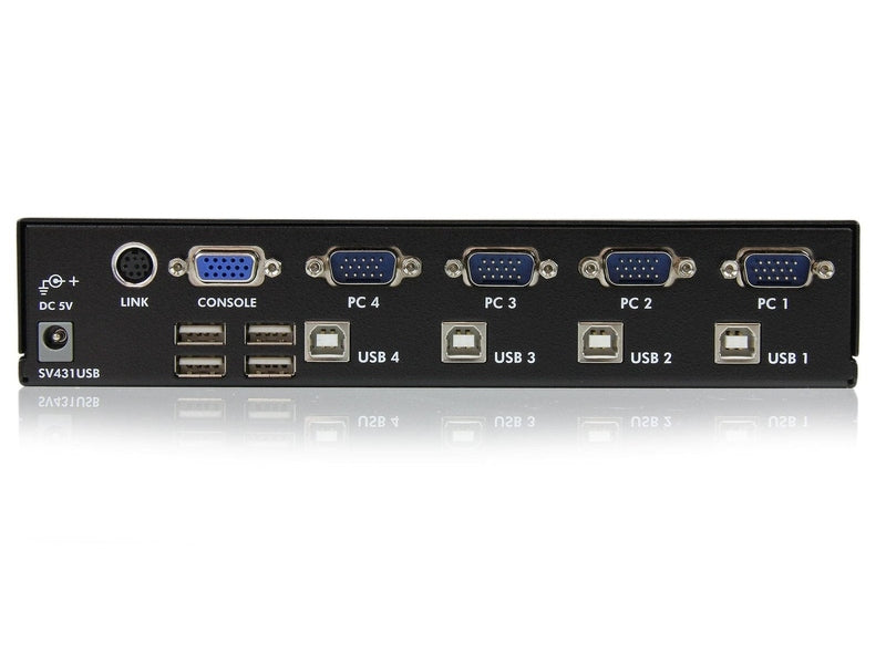 StarTech 4 Port Single VGA KVM Switch, 1440P, Built-In USB2.0 Hub, 3Yr
