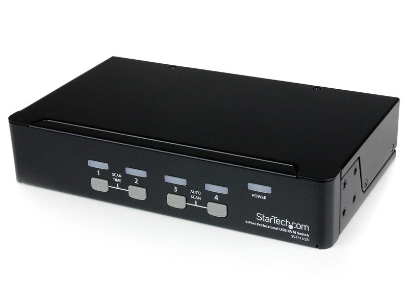 StarTech 4 Port Single VGA KVM Switch, 1440P, Built-In USB2.0 Hub, 3Yr
