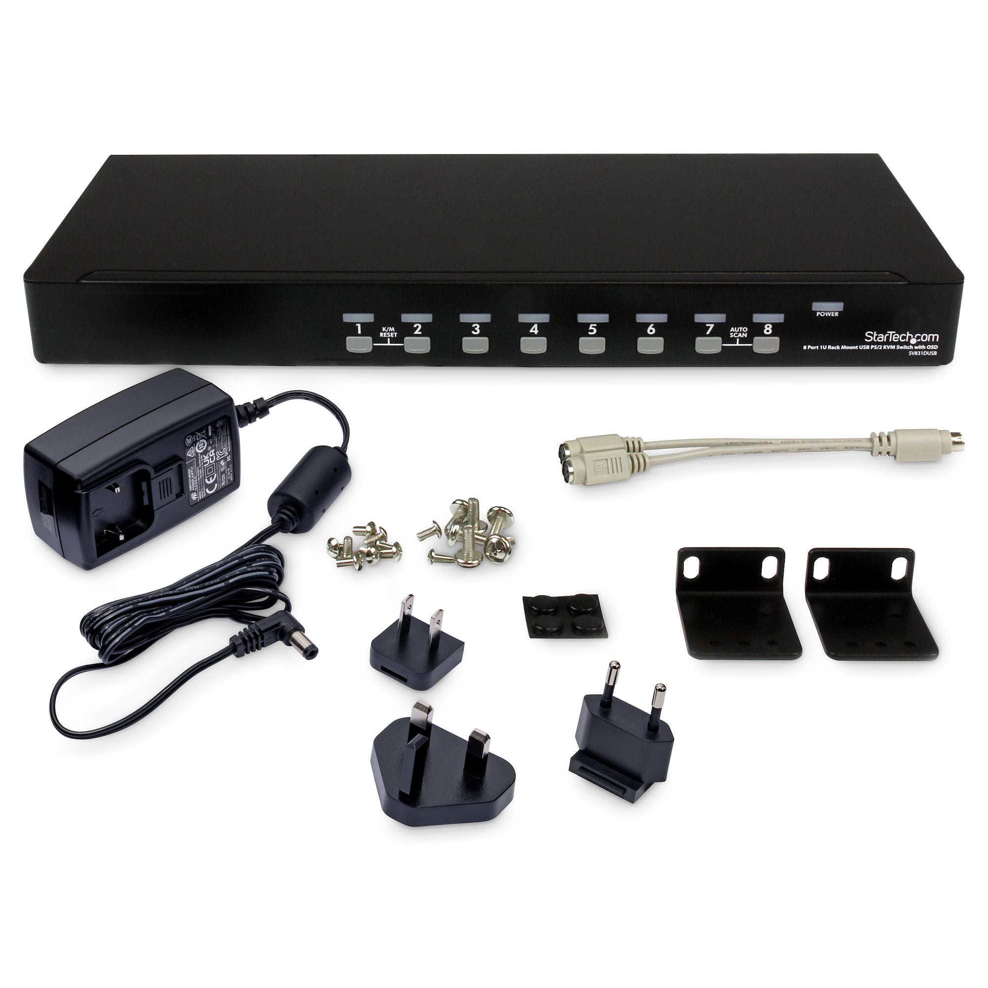 StarTech 8Port 1U VGA KVM Switch, USB, Ps2, Rackmount, 3Yr