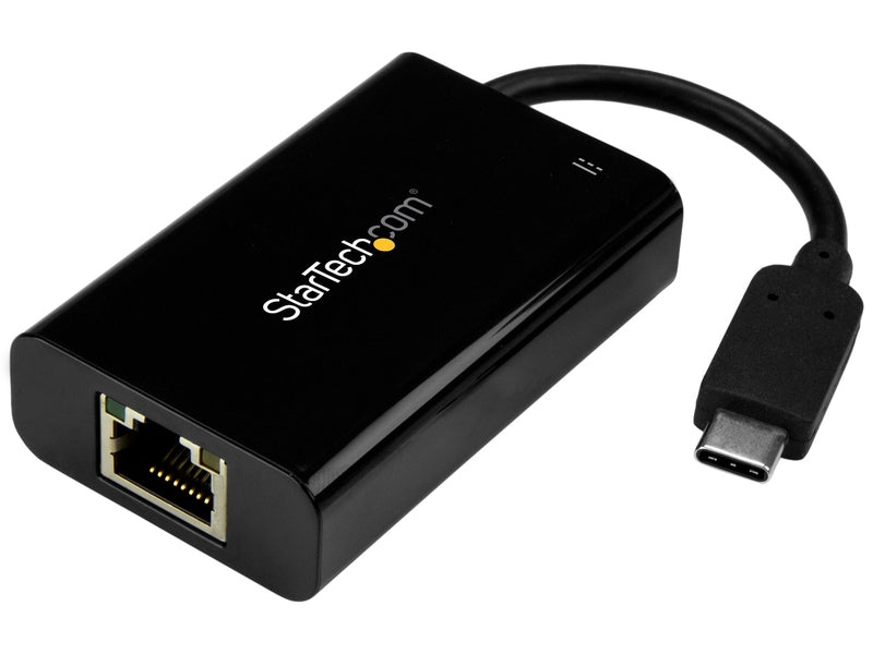 StarTech USB-C to GbE Adapter, TB3 Compatible, USB-C PD, Black, 2Yr