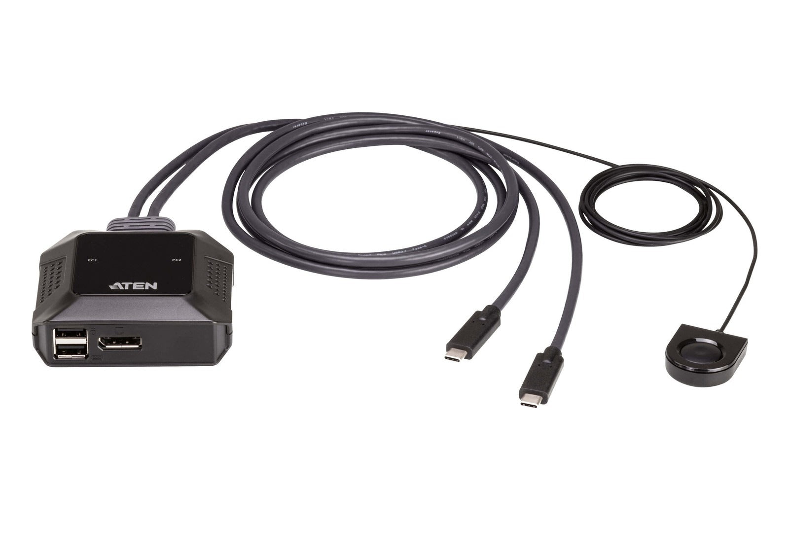 Aten 2-Port 4K DisplayPort USB-C Cable KVM Switch with Remote Port Selector