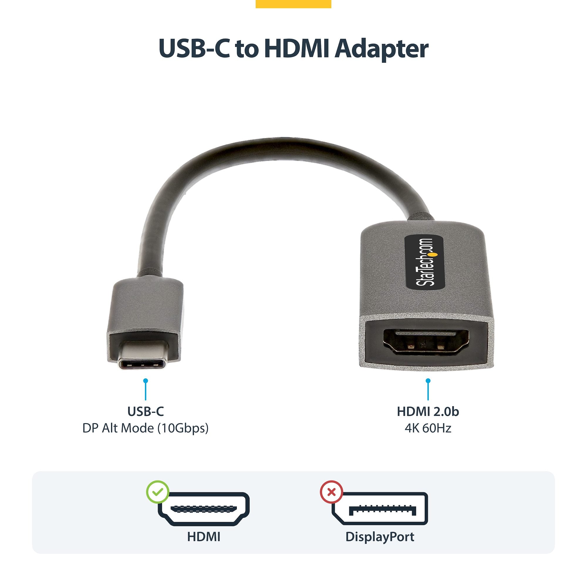 StarTech USB-C to HDMI Adapter, 4K, 3Yr