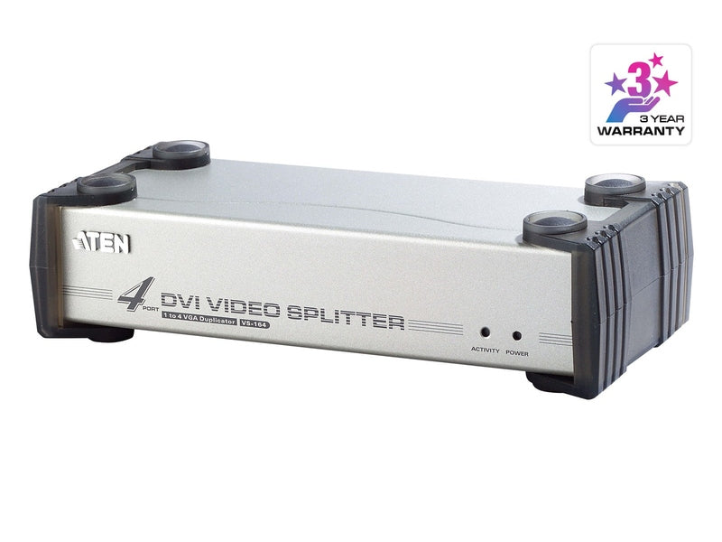 Aten Video Splitter 4 Port DVI Video Splitter w/ Audio 1920x1200@60Hz, Cascadable to 3 Levels Up to 64 Outputs