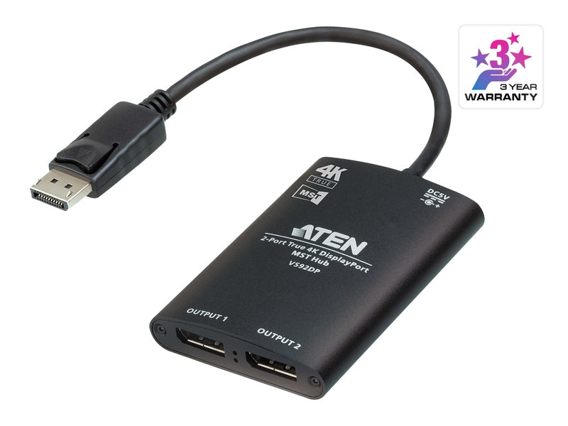 Aten VS92DP Video Splitter 2-Port True 4K resolution for dual output, up to 3840x2160@30 Hz